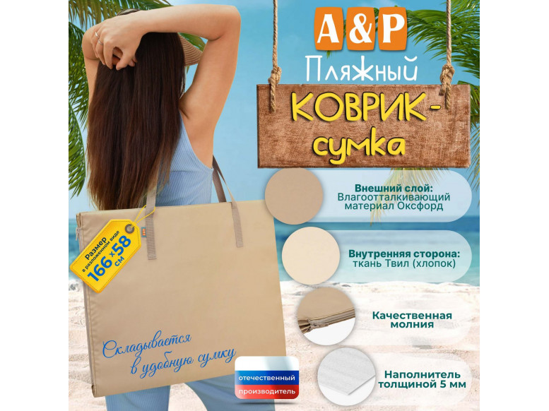 Пляжный коврик-сумка. Одноместный. 