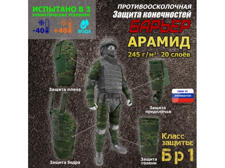 Комплект противоосколочной защиты "Барьер". Арамид (кевлар). Класс защиты Бр 1. 