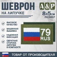 Шеврон на липучке «79 регион». Размер 80х50 мм. Цвет: хаки.