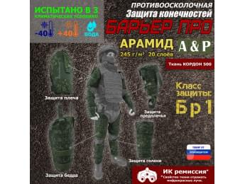 Комплект противоосколочной защиты "Барьер ПРО". Арамид (кевлар). Класс защиты Бр 1. Цвет: ЕМР (цифра).